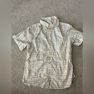 Uniqlo Yellow and Blue Casual Button Down Shirt